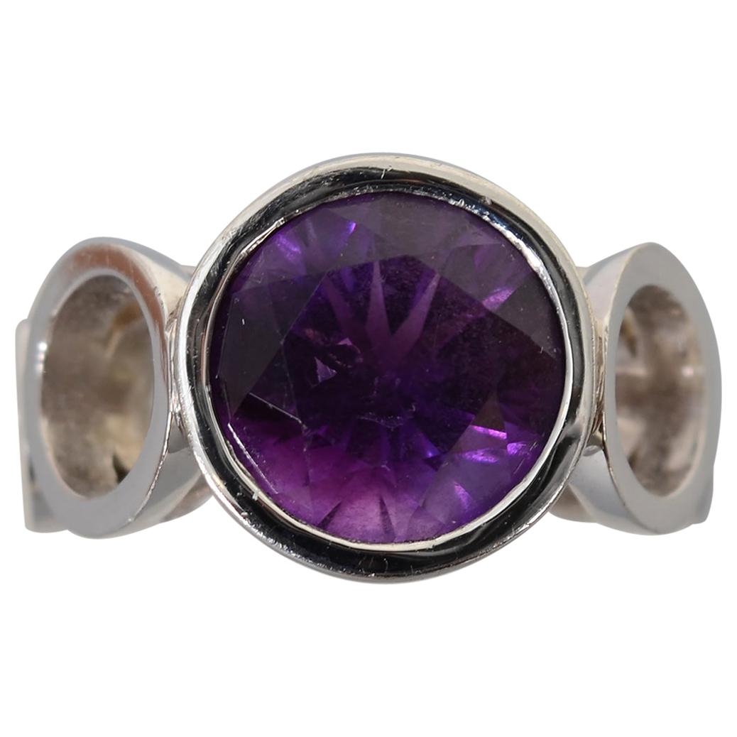 Scott Gauthier White Gold Ring with Amethyst For Sale