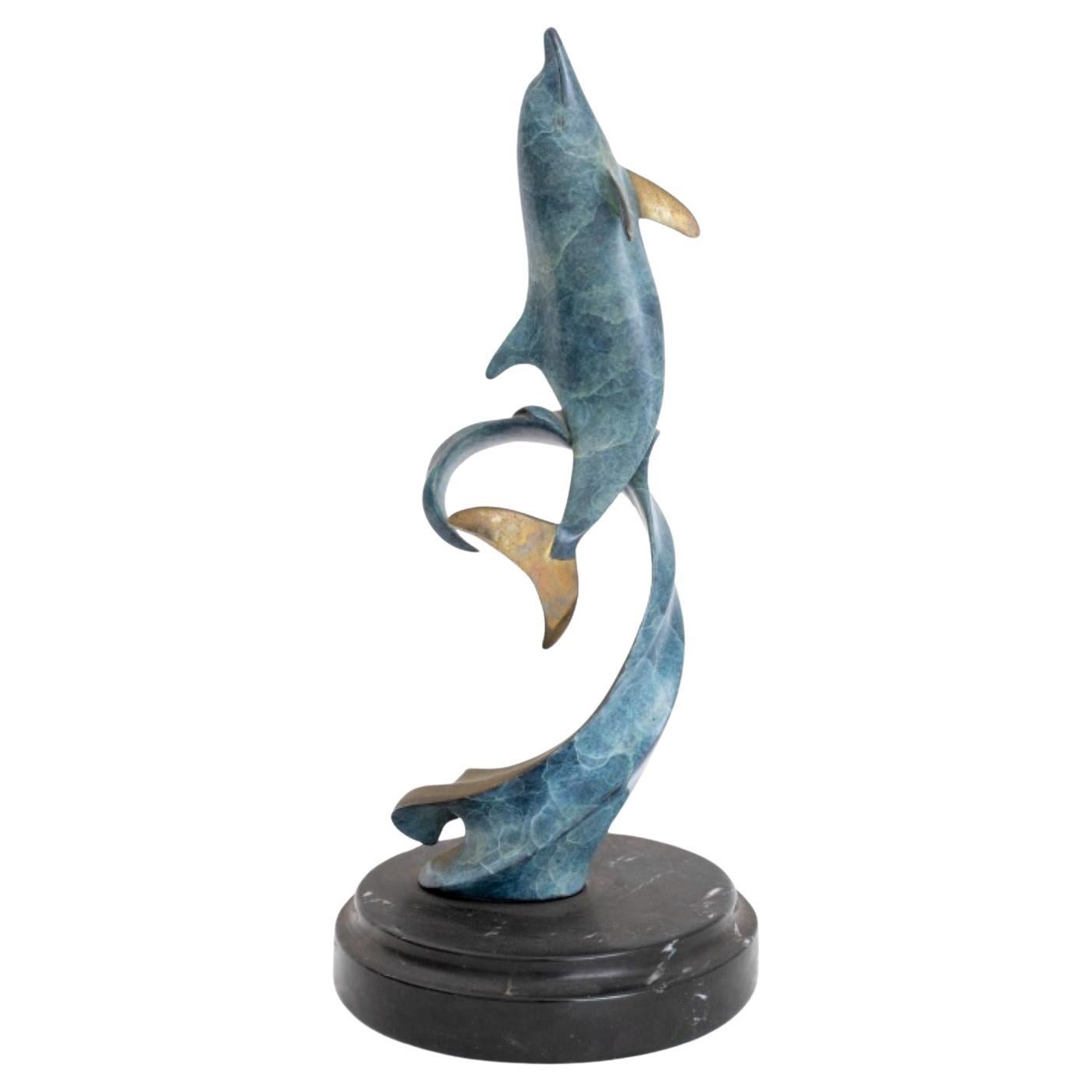 Sculpture de dauphin tournant en bronze de Scott Hanson