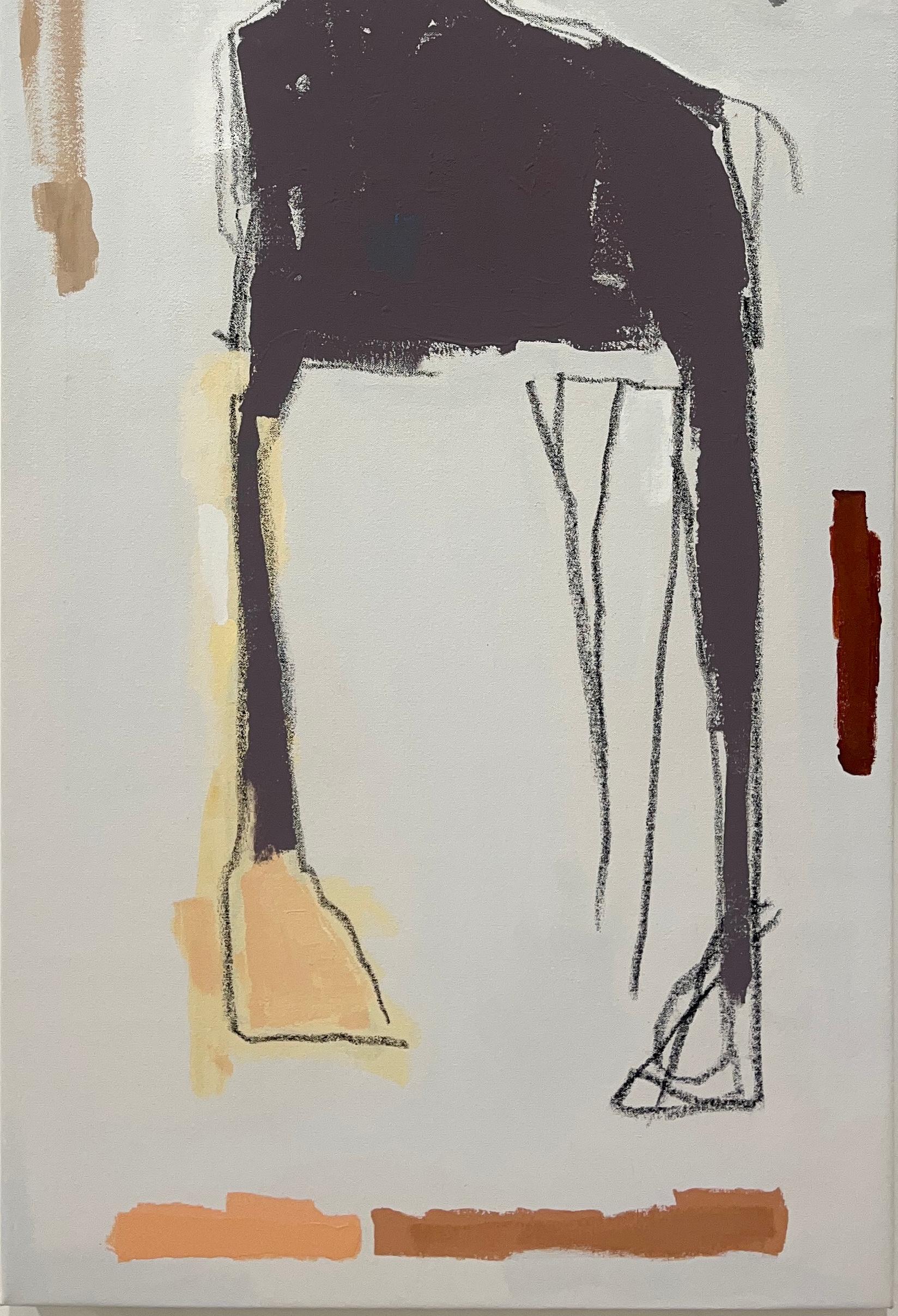 Acrilico e bacchetta a olio su tela: 'Assessore' - Painting Outsider Art di Scott Harbison