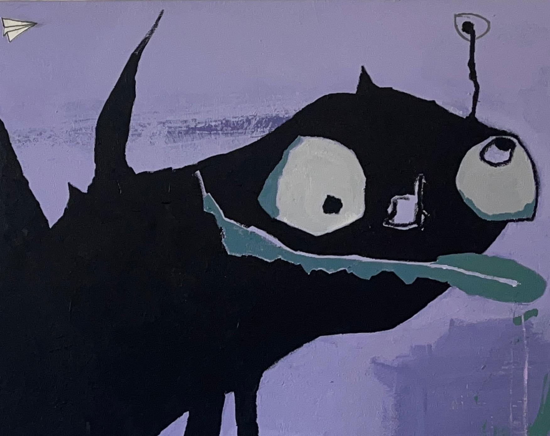 Outsider Art, Acrilico e Olio su Tela: 'Flighty' in vendita 1
