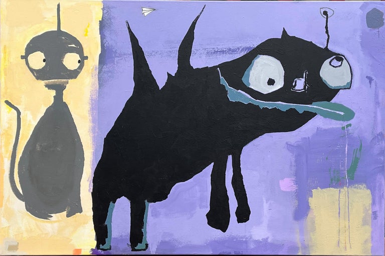 Scott Harbison Acrylic on Canvas, Outsider Art 'Flighty' For Sale at