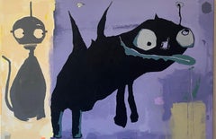 Outsider Art, Acrylic & Oil on Canvas: 'Flighty'