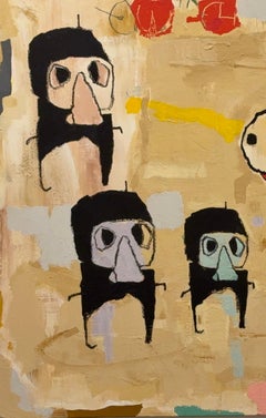 Acrylic Paint, Oil Stick on Canvas: "Floaters"