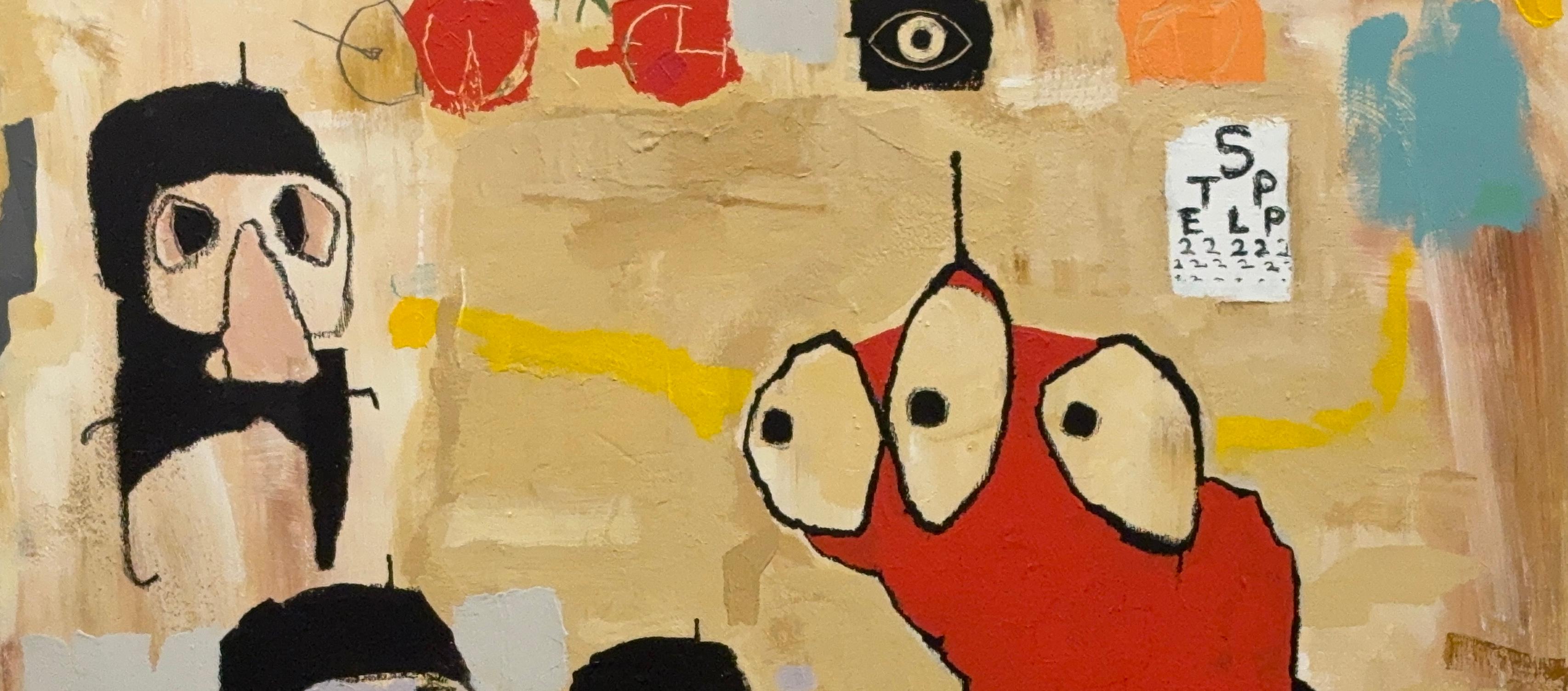 Acrylic Paint, Oil Stick on Canvas: 