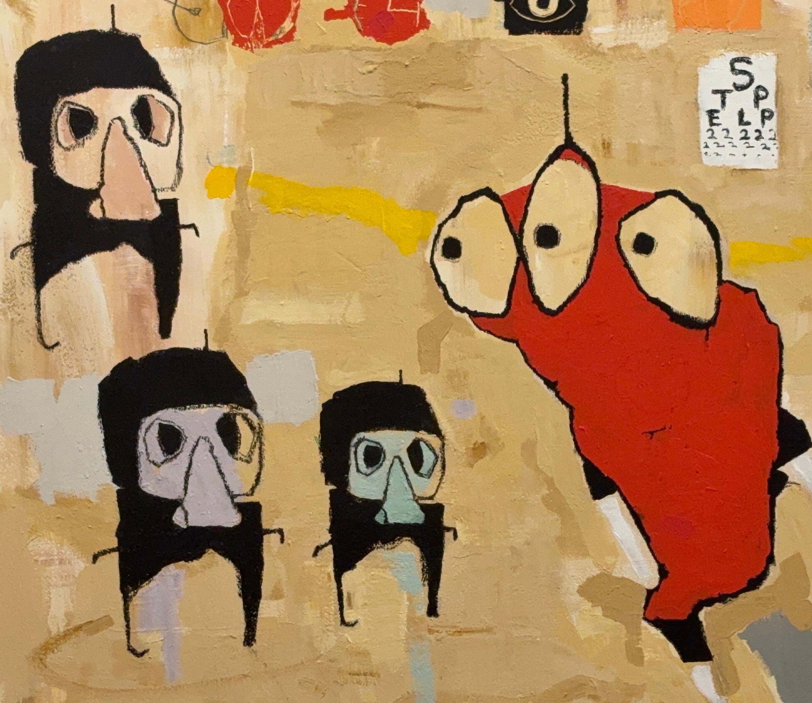 Scott Harbison Figurative Painting - Acrylic Paint, Oil Stick on Canvas: "Floaters"