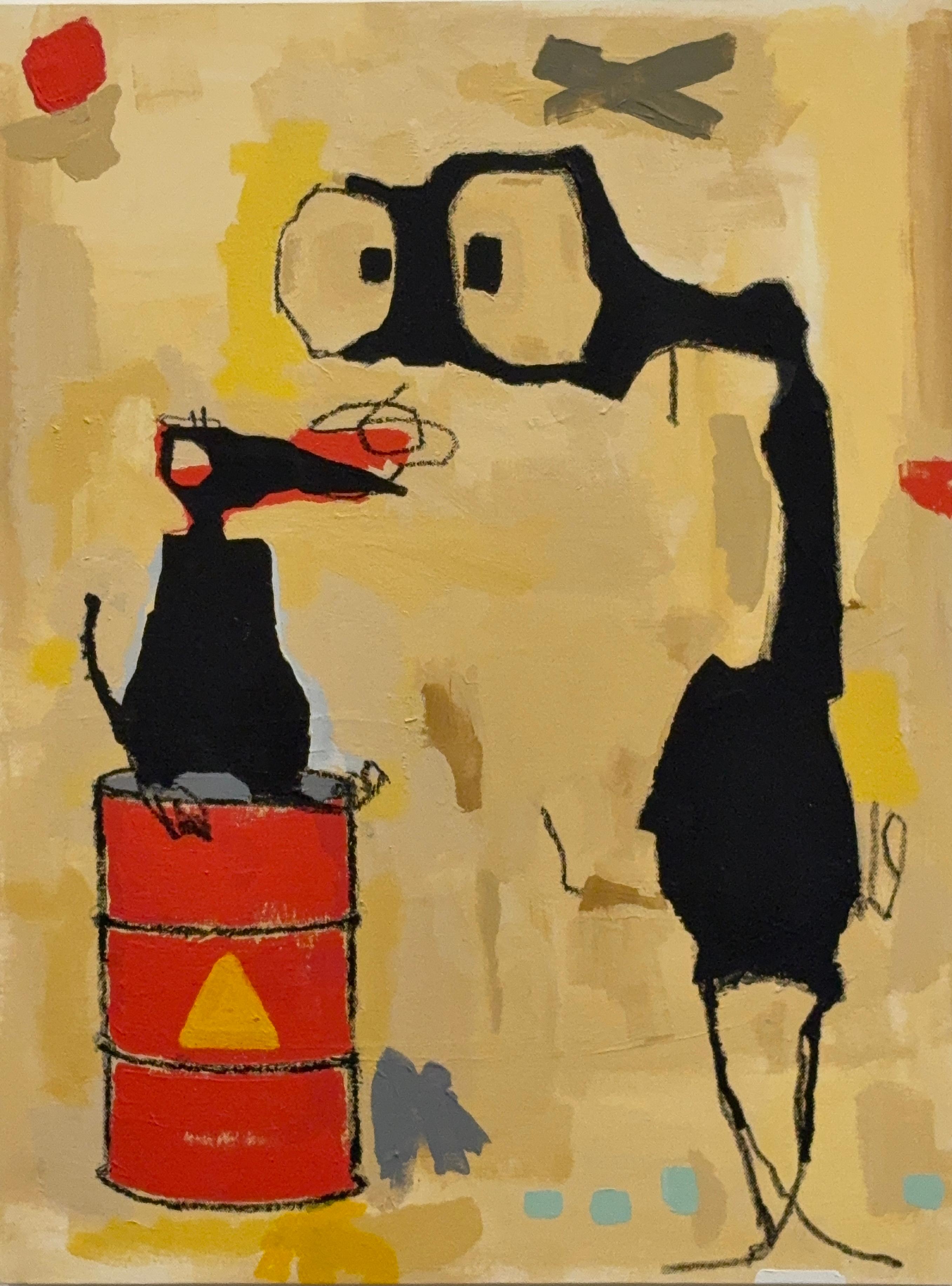 Acrylic Paint, Oil Stick on Cradled Panel: 