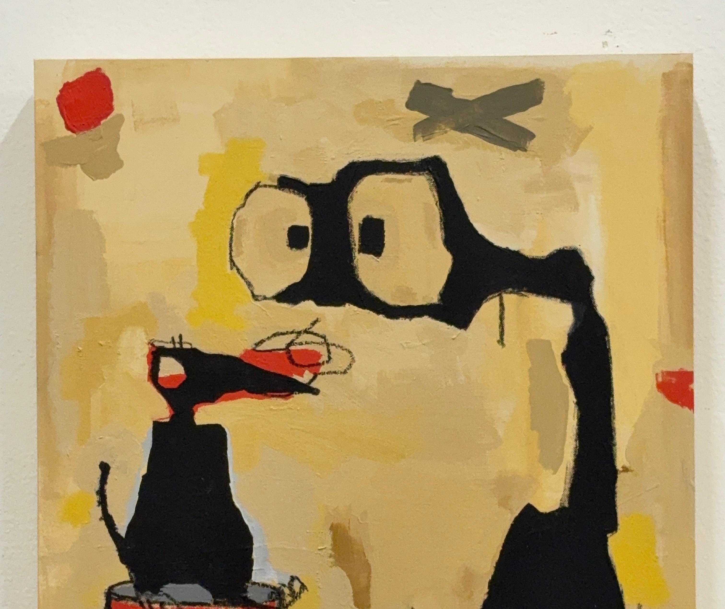 Acrylic Paint, Oil Stick on Cradled Panel: 