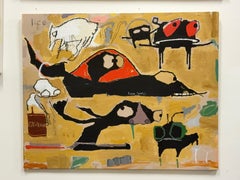 Acrylic Paint, Oil Stick on Wood: "Lice"