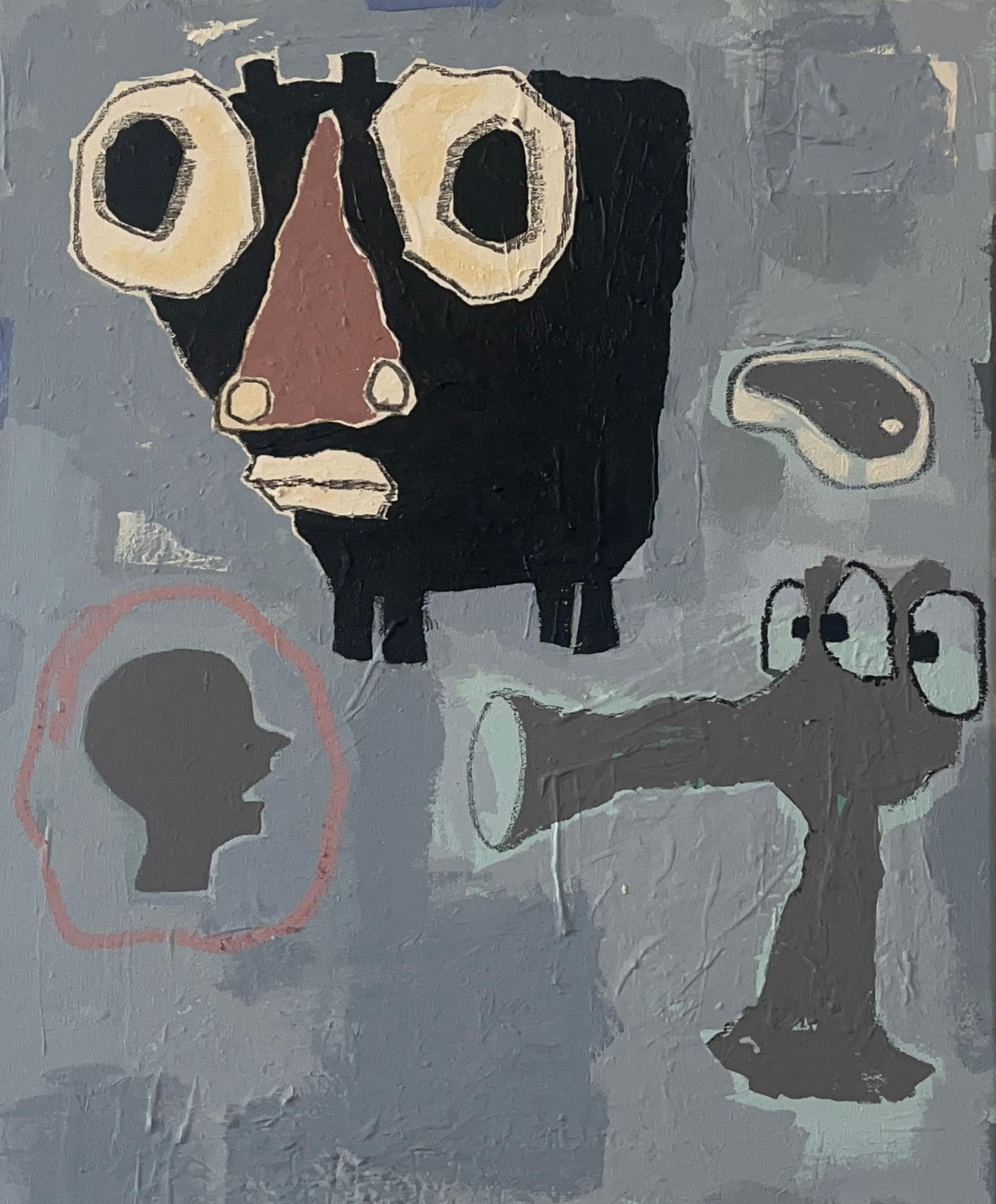 Outsider Art, Acrilico e Olio su tela: 'Chuck (Bistecca)'