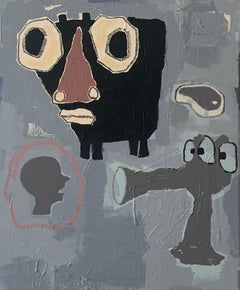 Outsider Art, Acrilico e Olio su tela: 'Chuck (Bistecca)'