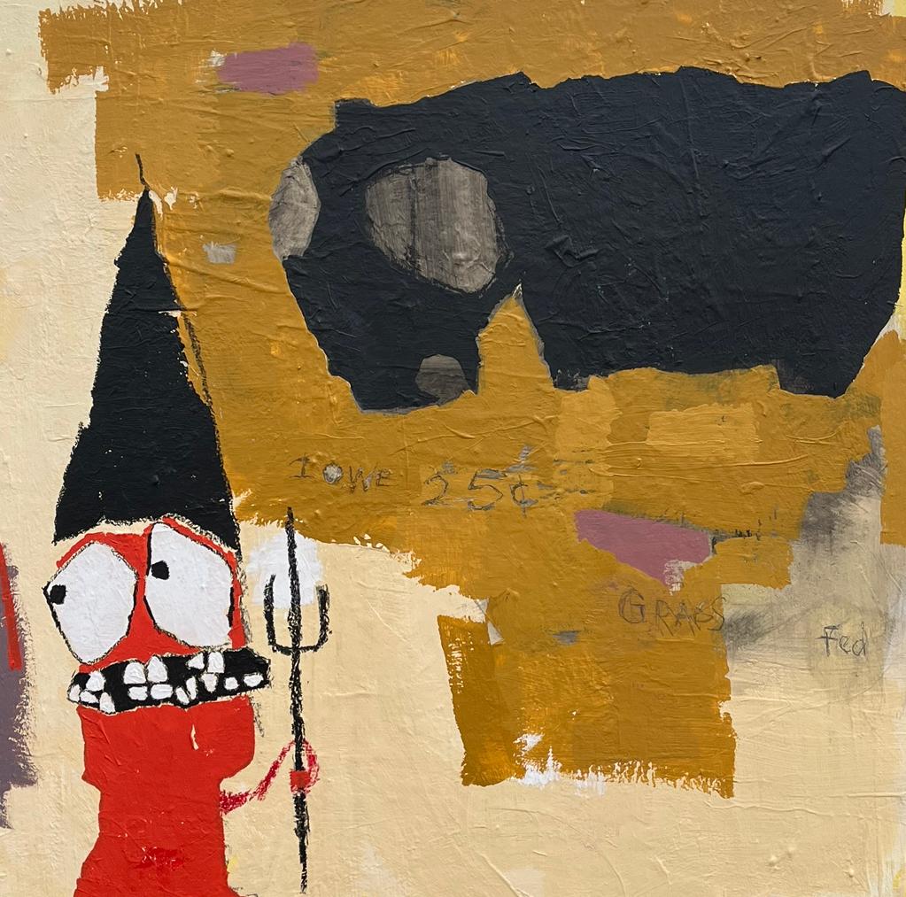 Outsider Art, Pintura acrílica: 'Alimentados con hierba' - Painting Arte marginal de Scott Harbison