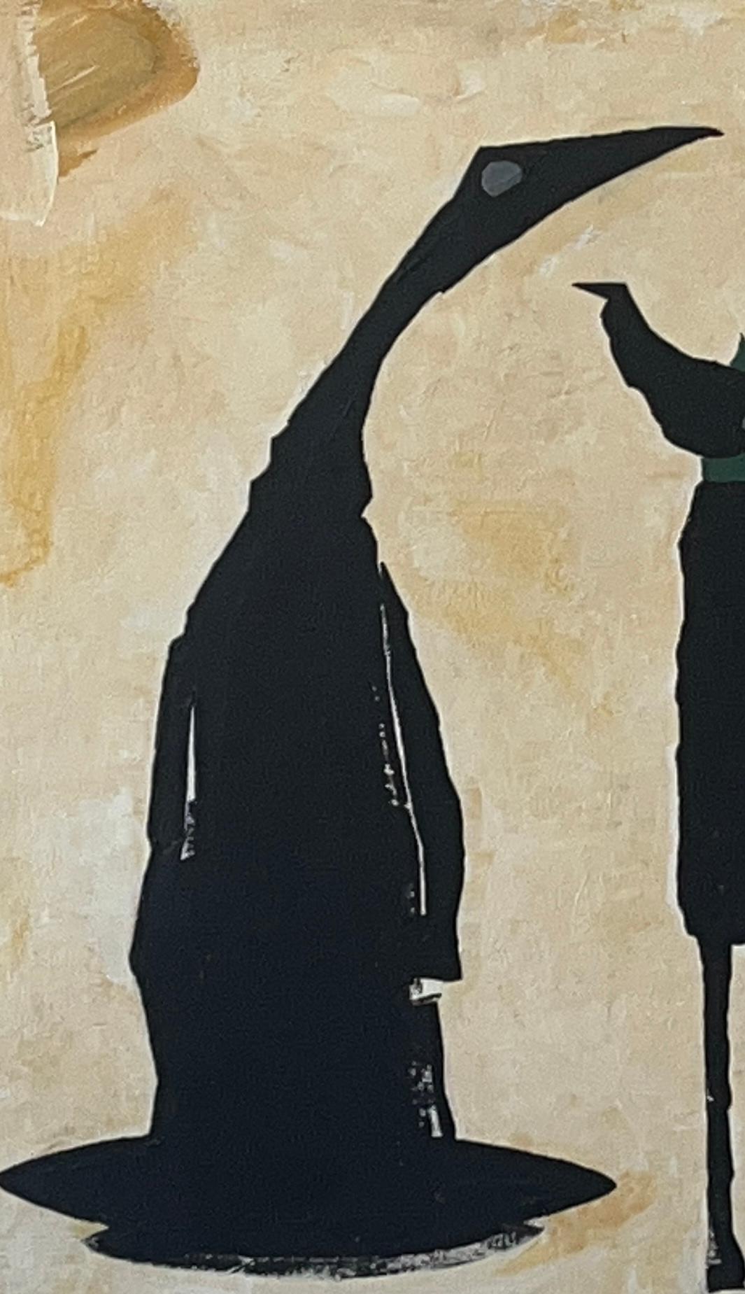 Outsider Art, Acrylic Painting: 'Seer' - Brown Figurative Painting by Scott Harbison