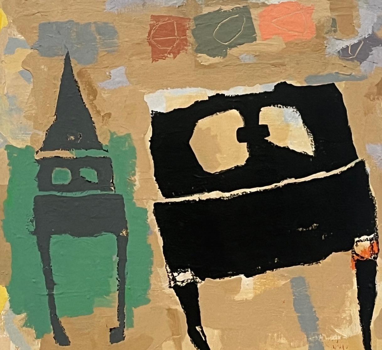 Outsider artist painting: 'They Came Upon A Midnight Clear' - Painting de Scott Harbison