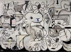 Quadro a tecnica mista intitolato "Una casa, una scala, uno strappo" 60 x 84