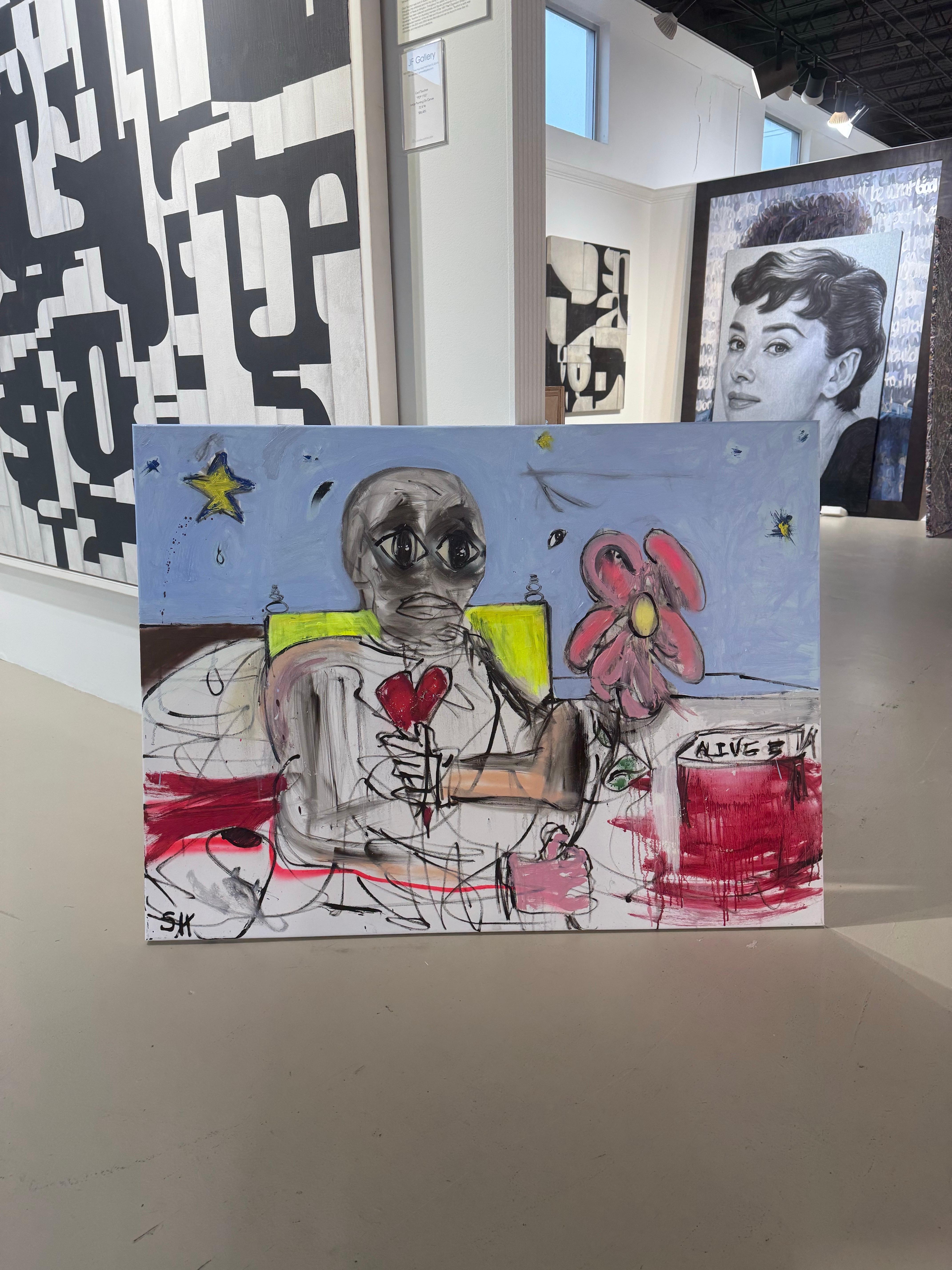 Peinture en techniques mixtes intitulée 
