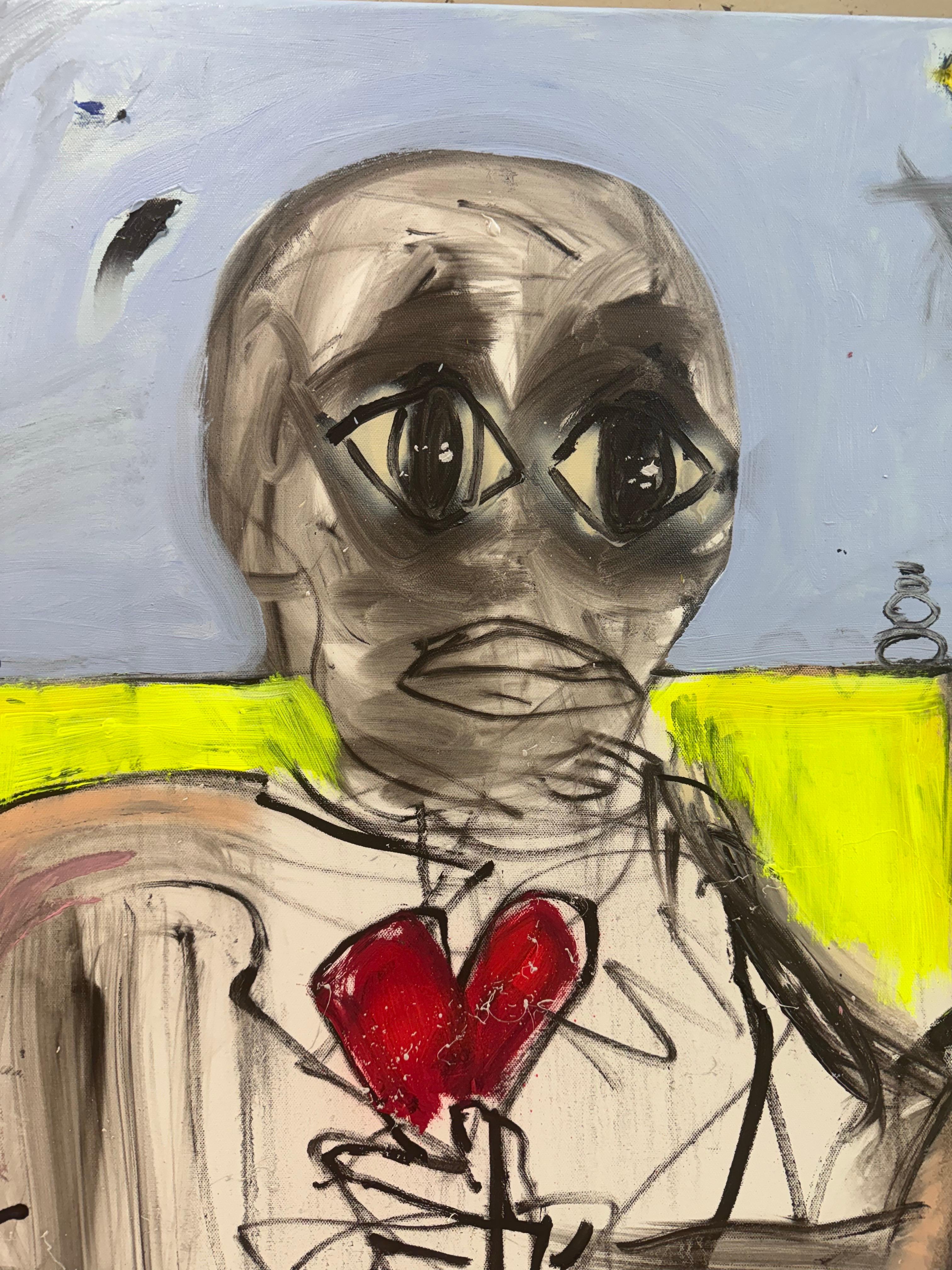 Peinture en techniques mixtes intitulée 