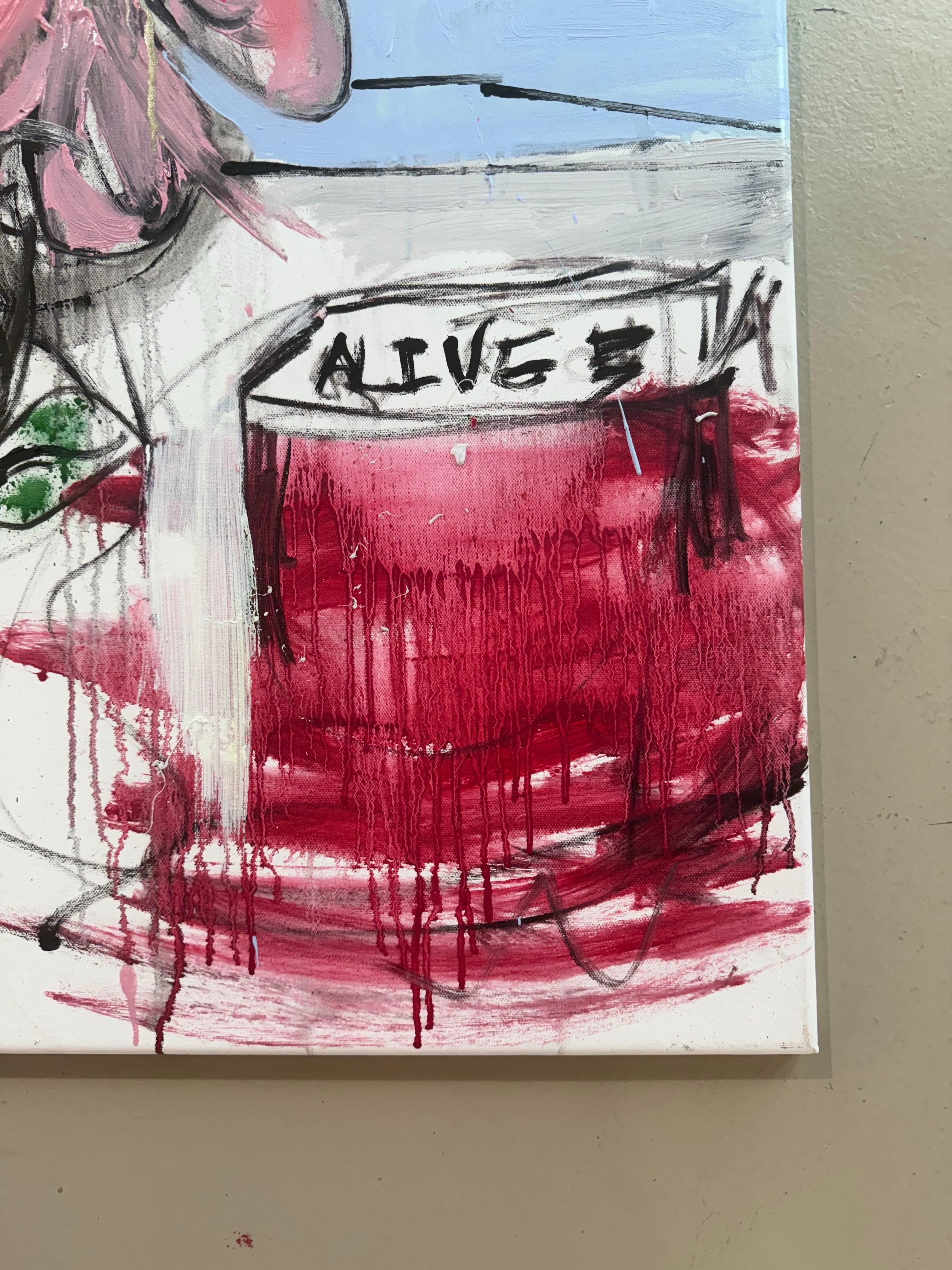 Peinture en techniques mixtes intitulée 