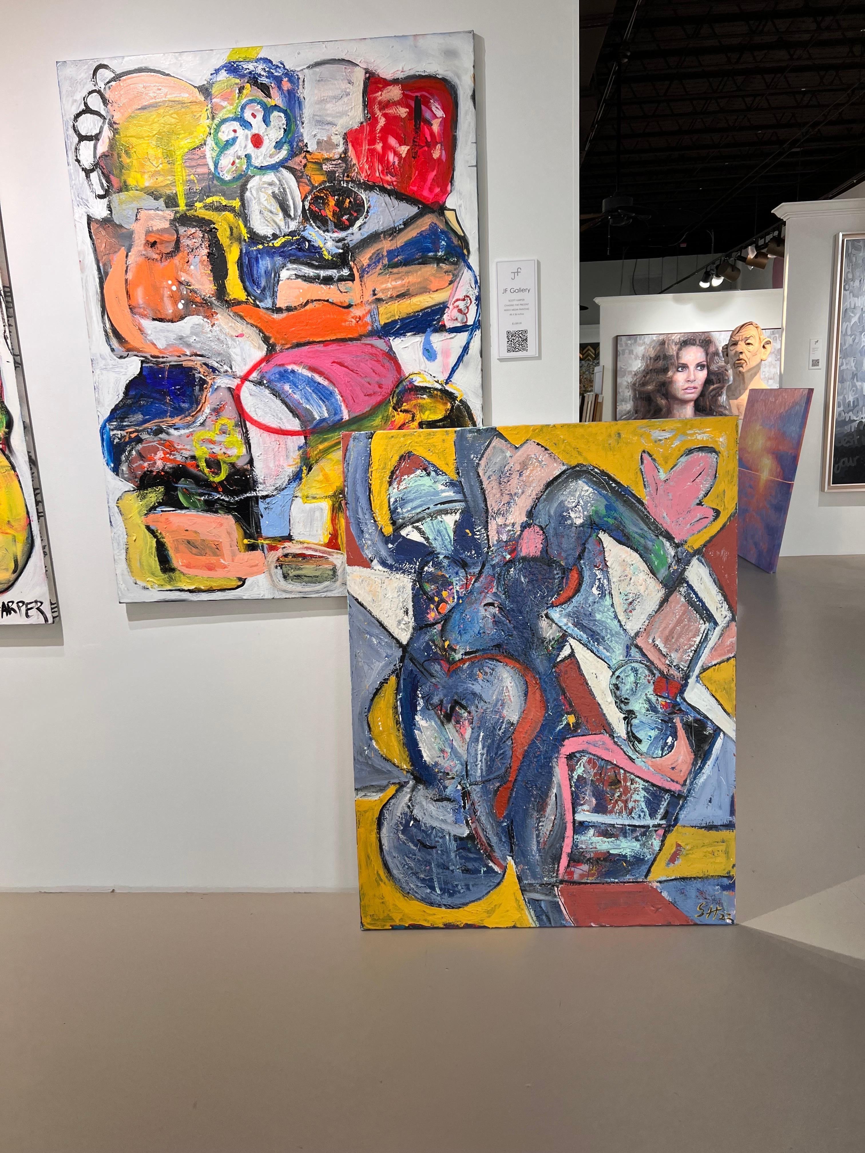Mixed Media-Gemälde mit dem Titel Chasing Picasso – Painting von Scott Harper
