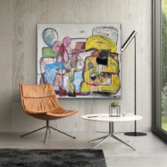 Gemälde in Mischtechnik mit dem Titel "Chasing the Present II"  54 x 60