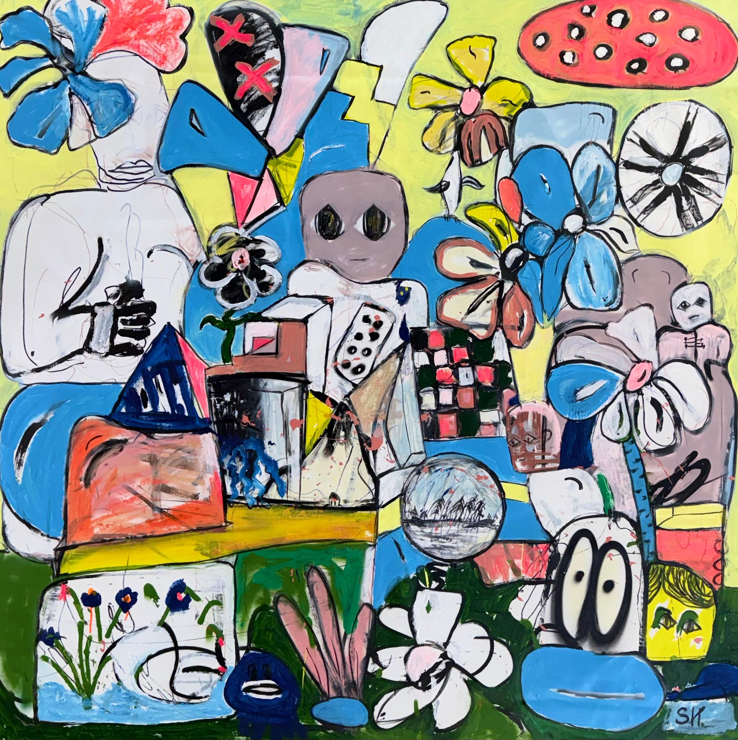 Scott Harper Abstract Painting - Mixed Media Painting titled “Echoes” 69 x 69