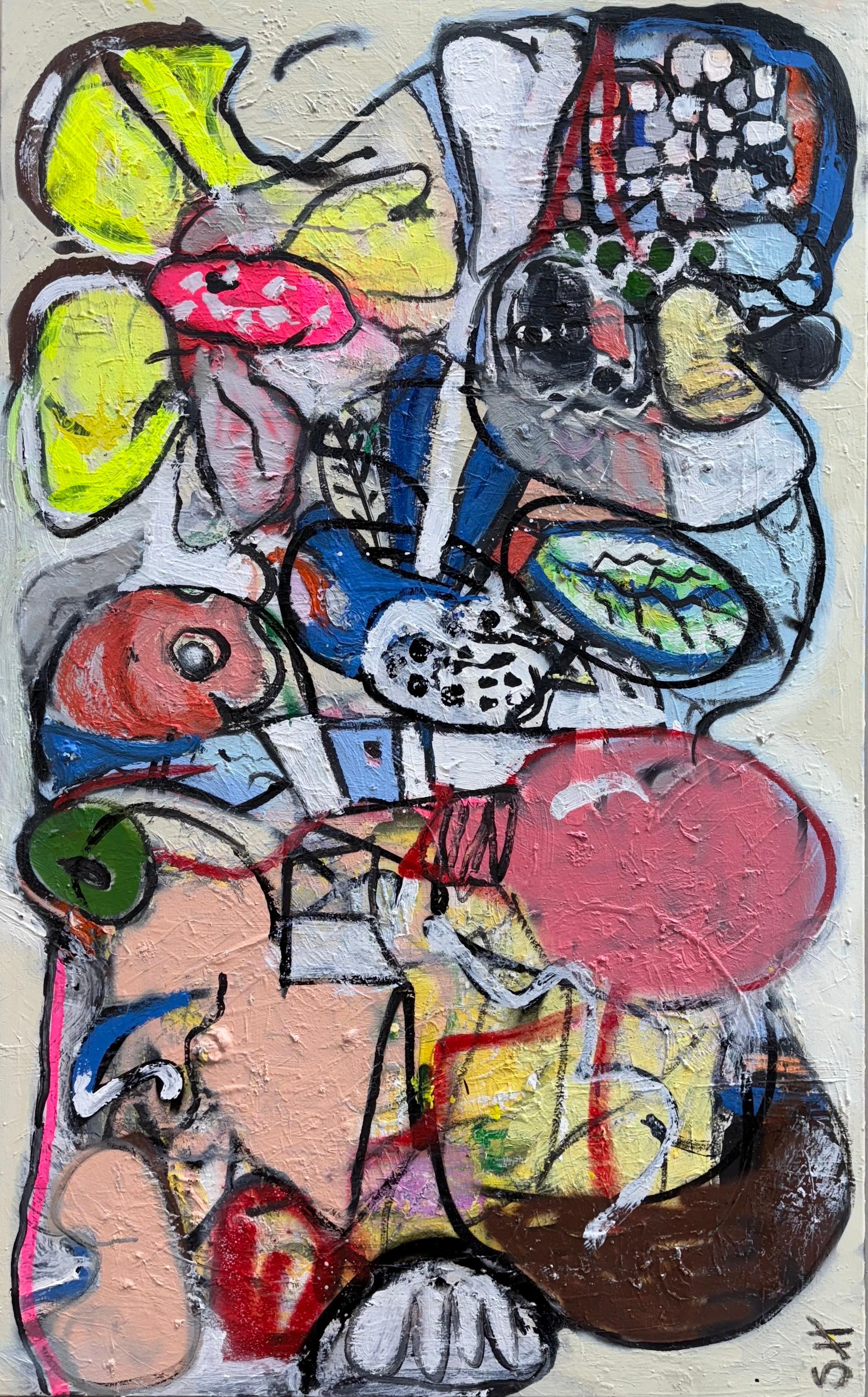 Peinture technique mixte intitulée Hatching from the seed of your mind 30 x 48