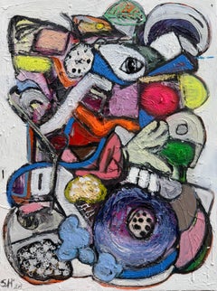 Mixed Media-Gemälde mit dem Titel „Husa“ 31 x 41