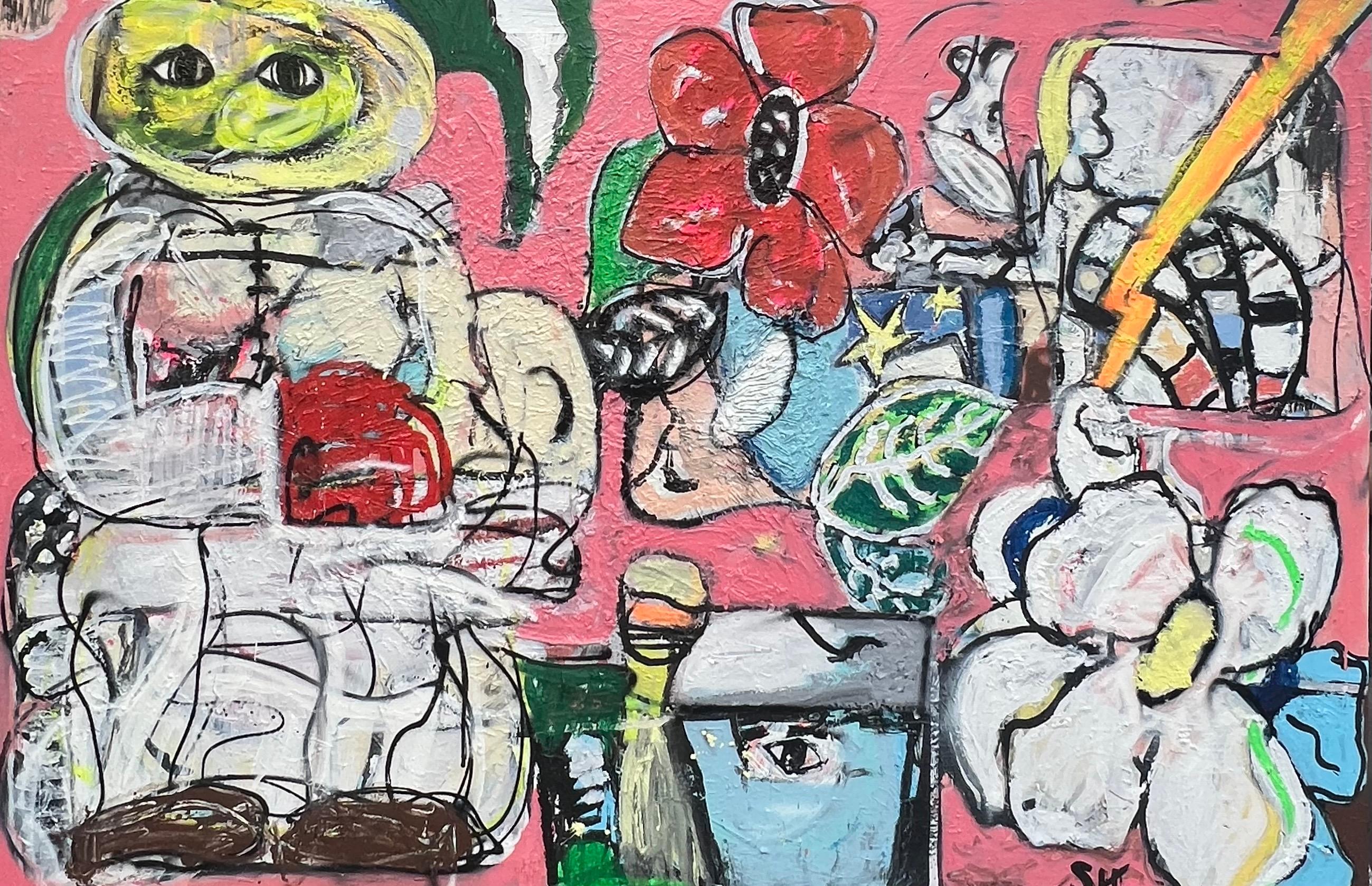 Scott Harper Abstract Painting - Mixed Media Painting titled "M83" 40 x 60