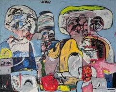 Pittura a tecnica mista intitolata "Out of the Blue" (Fuori dal blu)