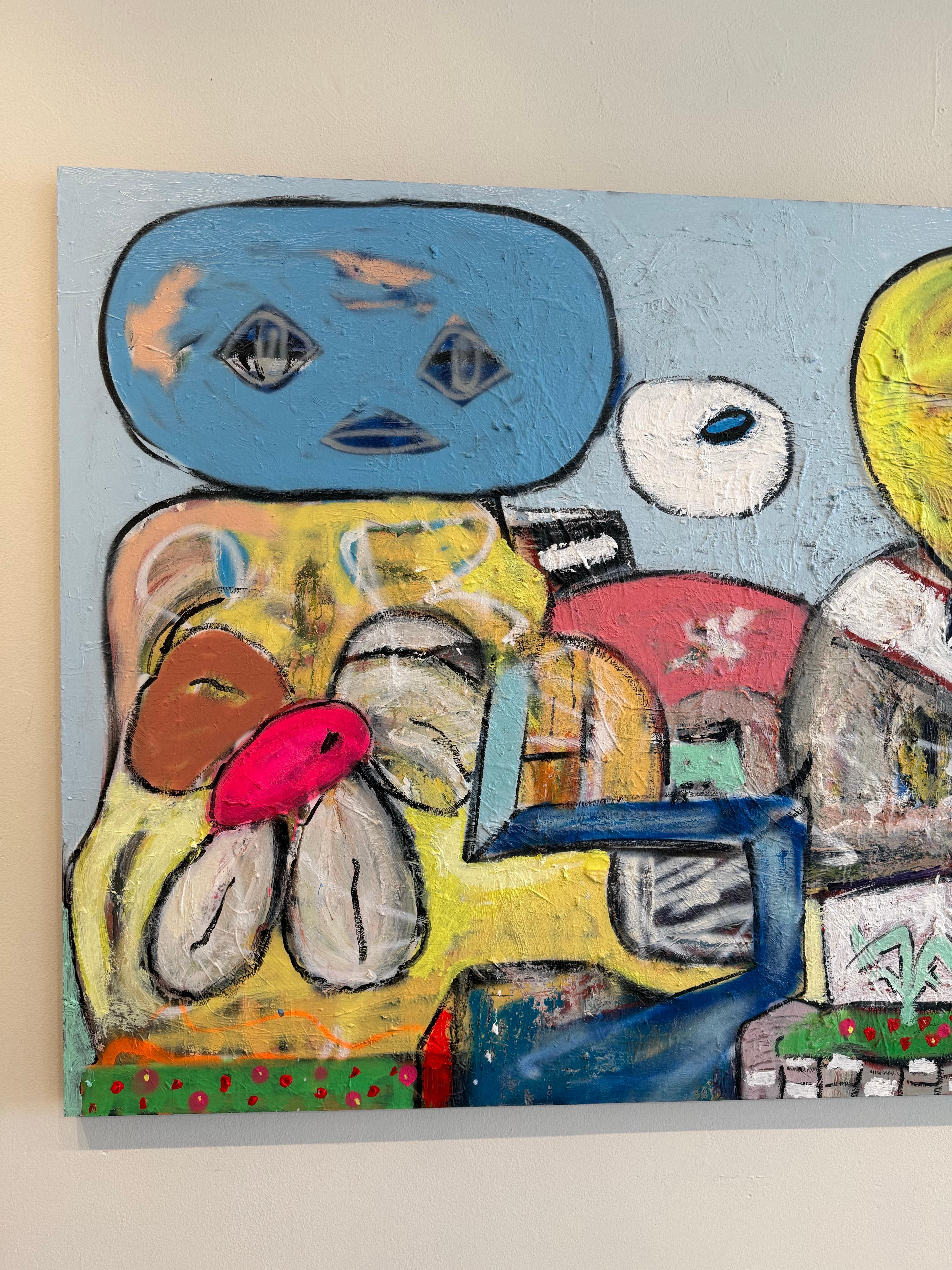 Mixed Media Painting titled “Spaceman 2” 45 x 60 For Sale 3