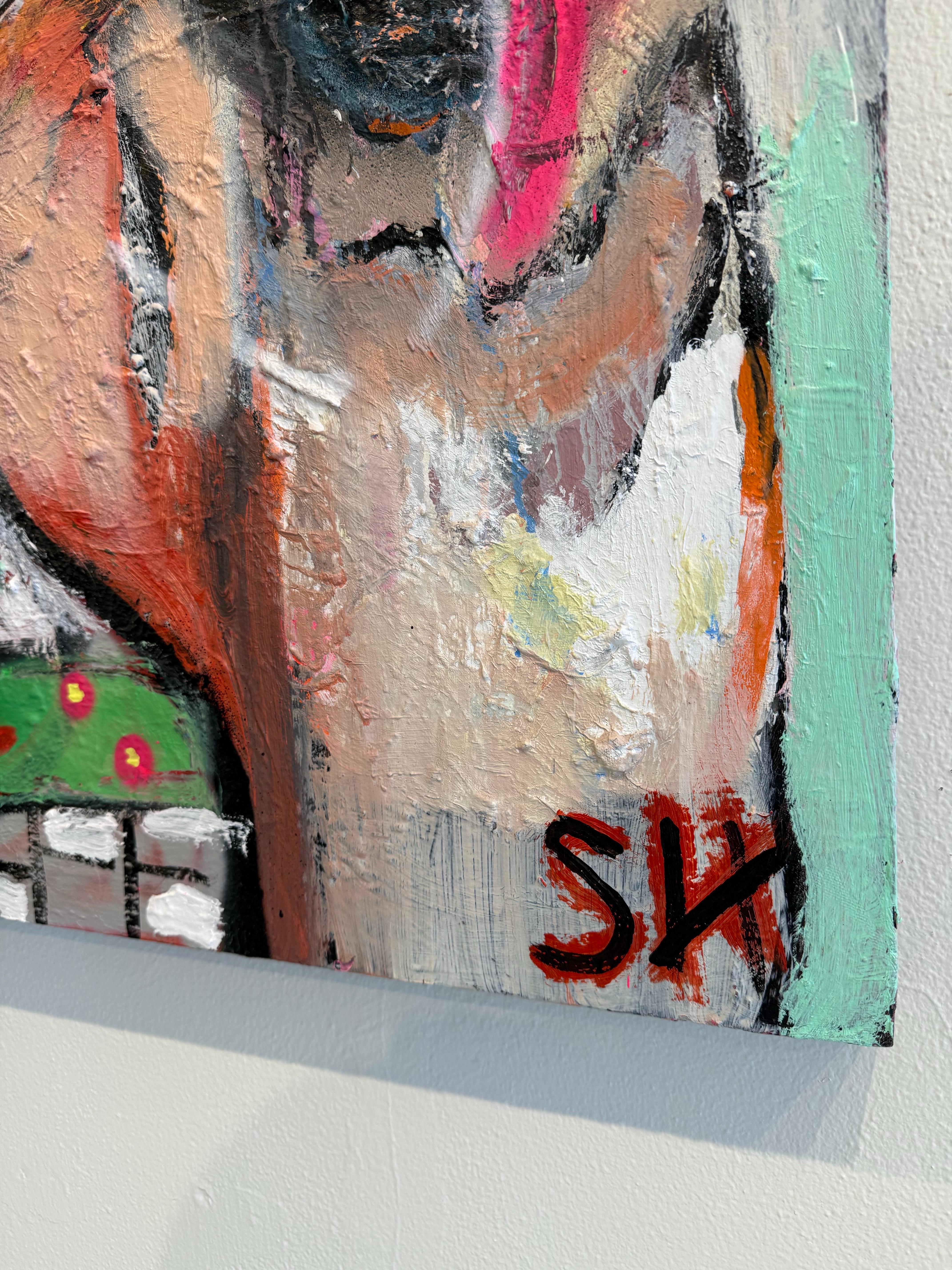 Mixed Media Painting titled “Spaceman 2” 45 x 60 For Sale 4