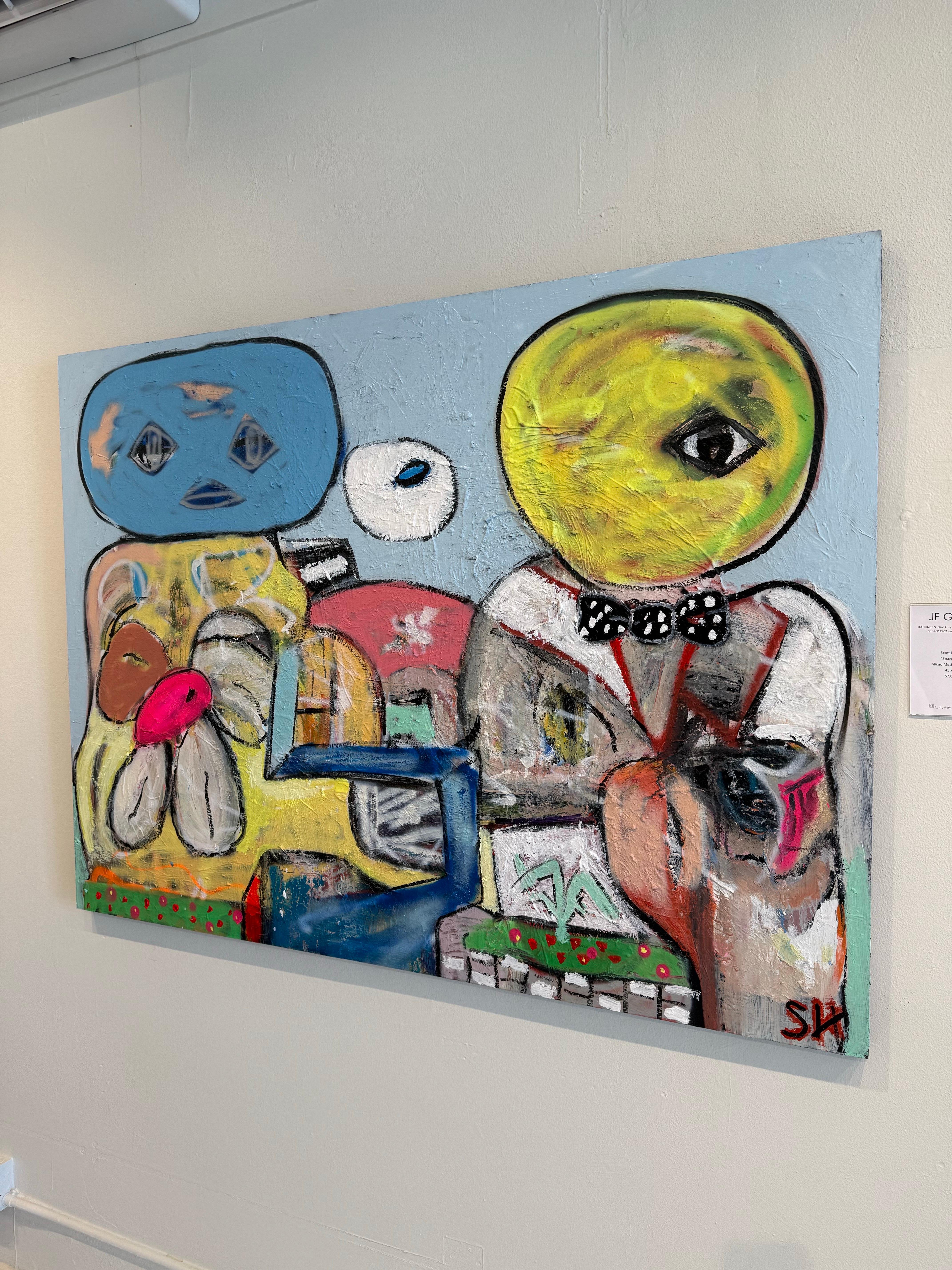 Mixed Media Painting titled “Spaceman 2” 45 x 60 For Sale 5