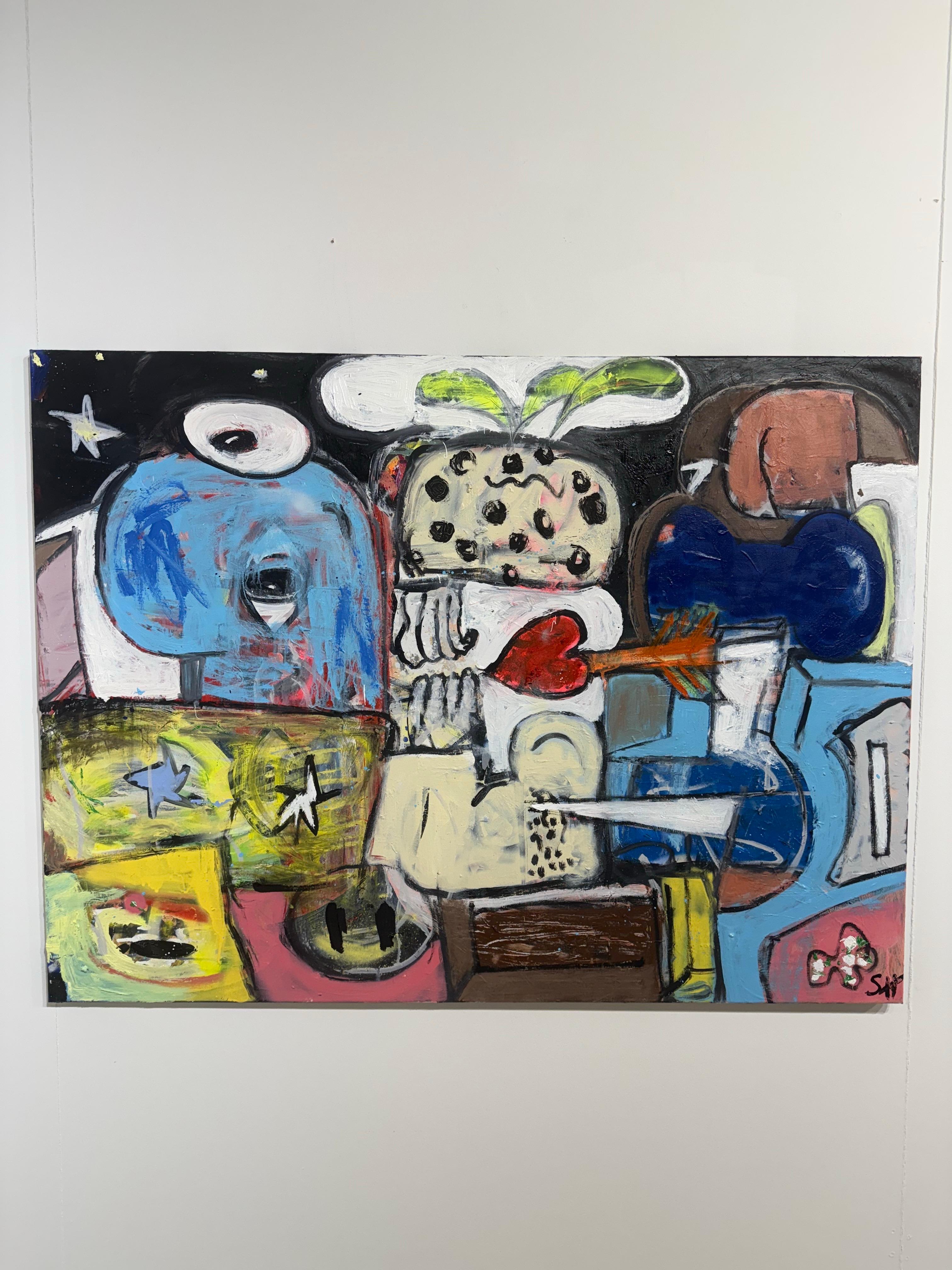 Pintura en técnica mixta titulada 