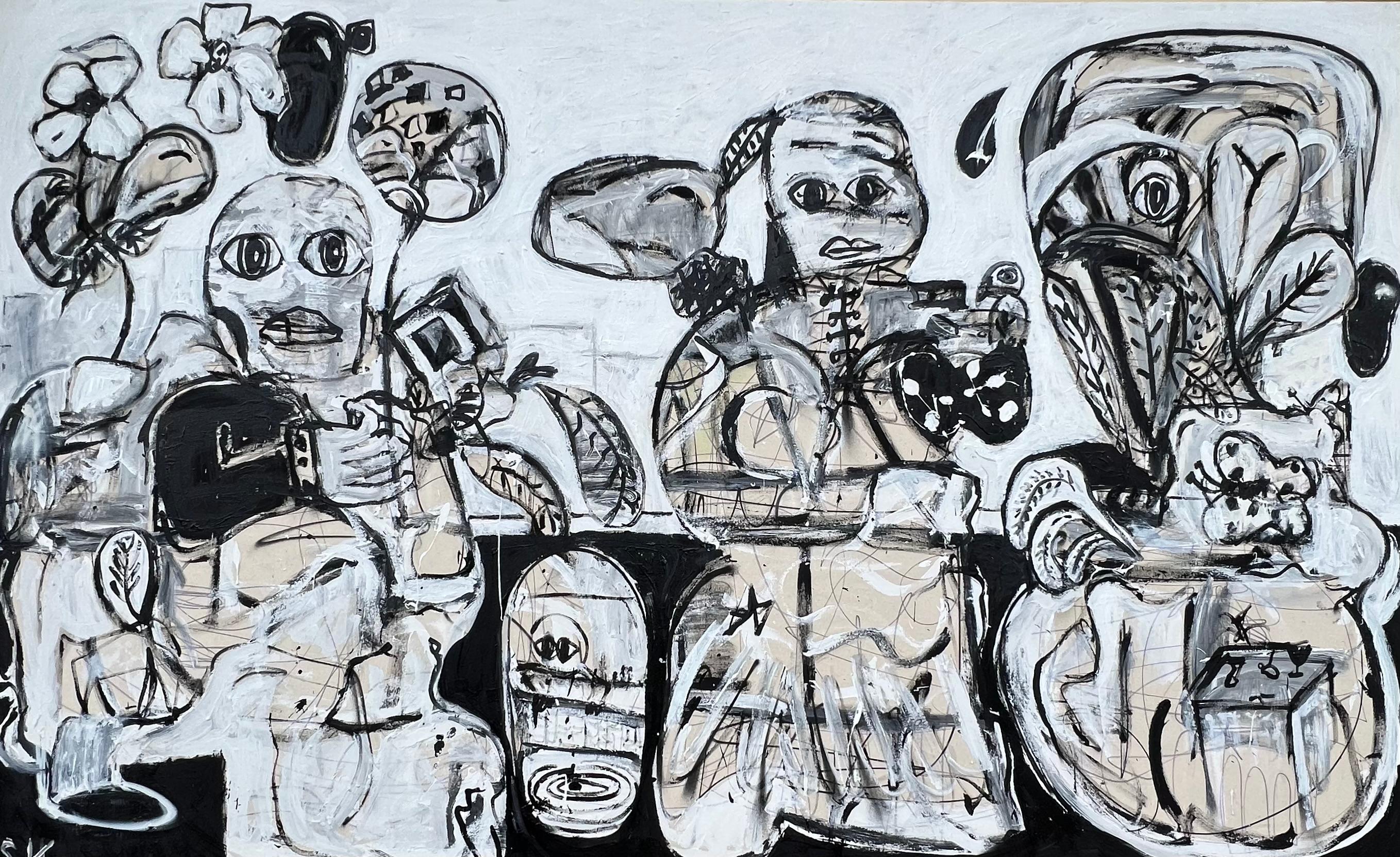 Abstract Painting di Scott Harper - Quadro a tecnica mista intitolato "Passeggiata nel parco" 52 x 84