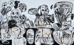 Mixed Media-Gemälde mit dem Titel „Walk in the Park“ 52 x 84