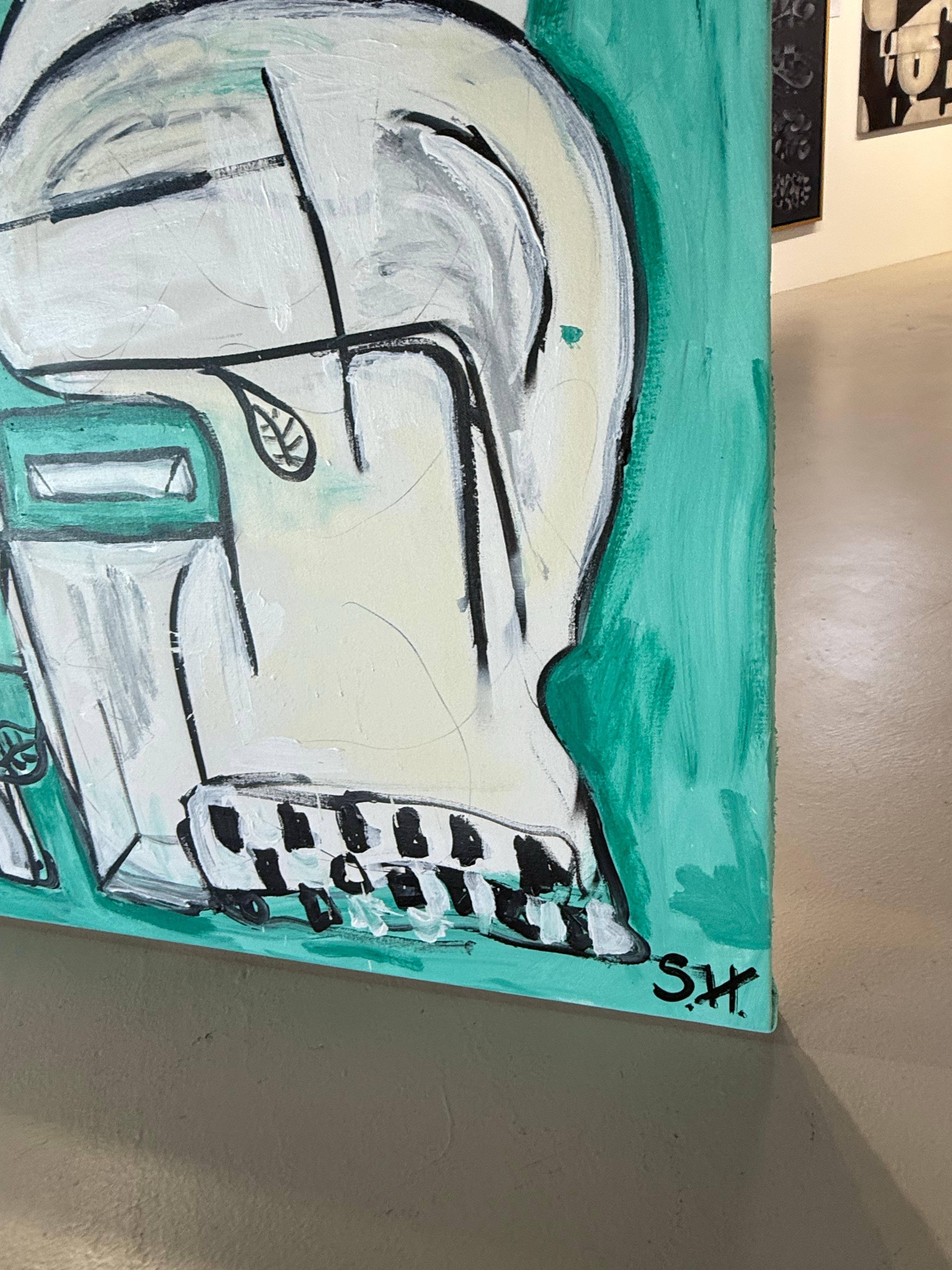 Mixed Media Painting titled “We Could Be” 44 x 70 - Gray Abstract Painting by Scott Harper