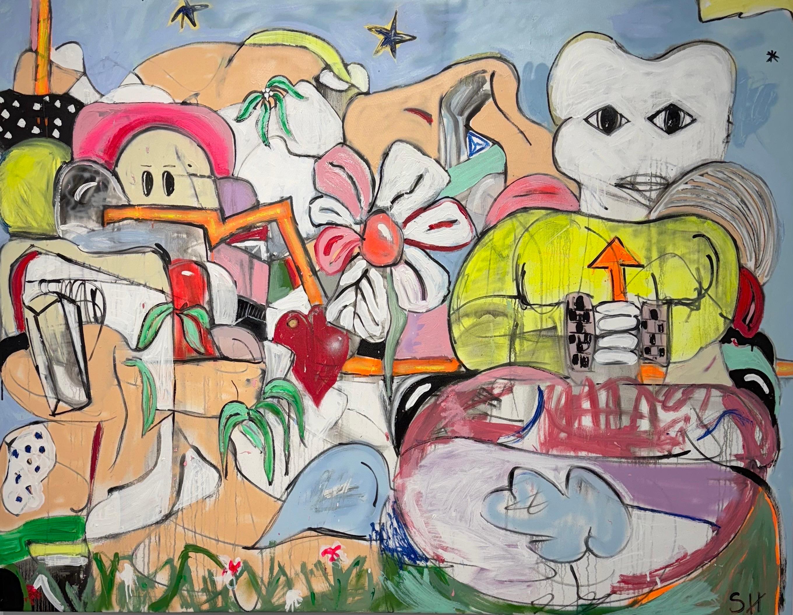 Mixed Media Painting titled “Welcome to Slow Air” 60 x 78