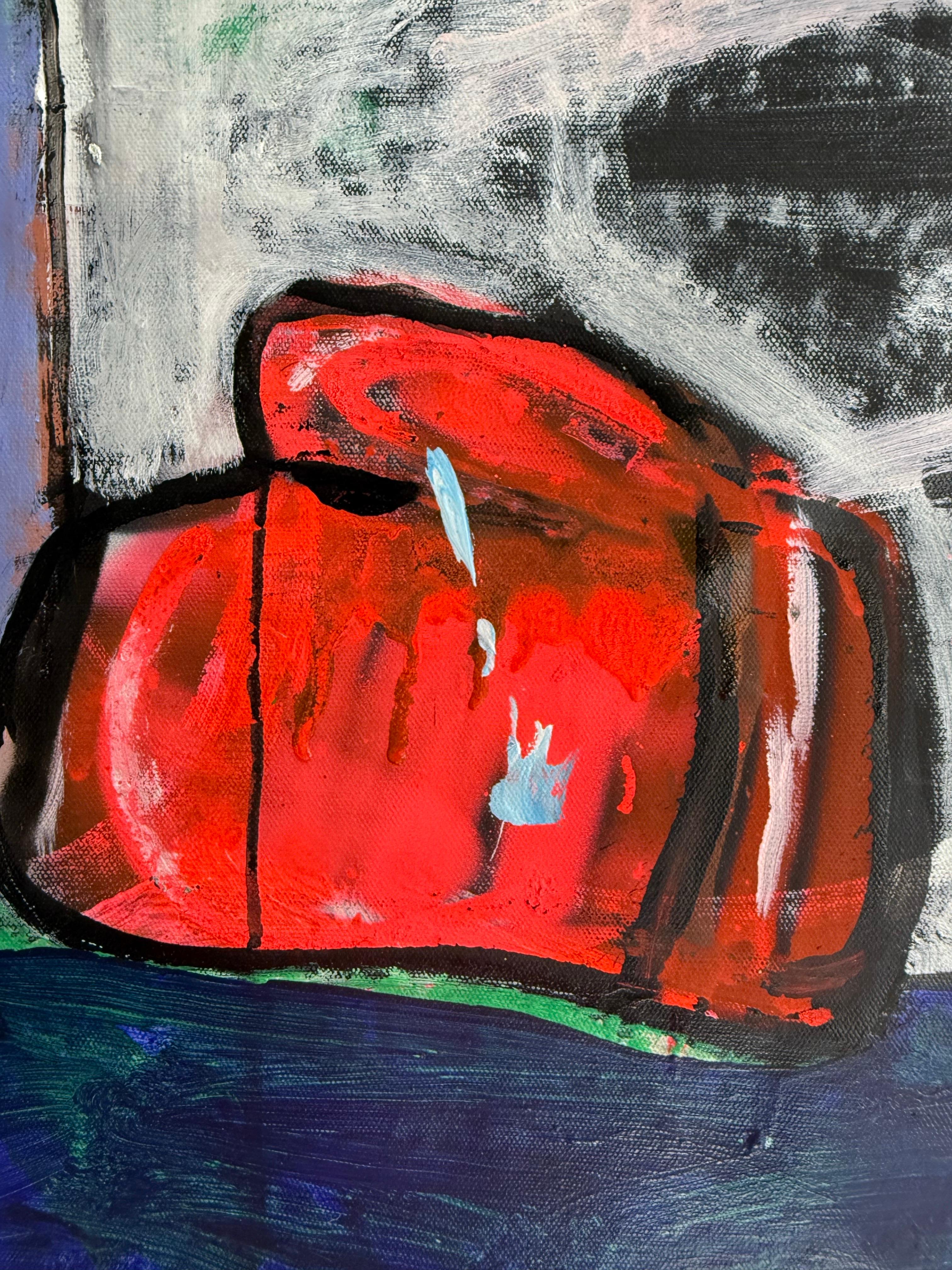 Peinture en techniques mixtes intitulée 