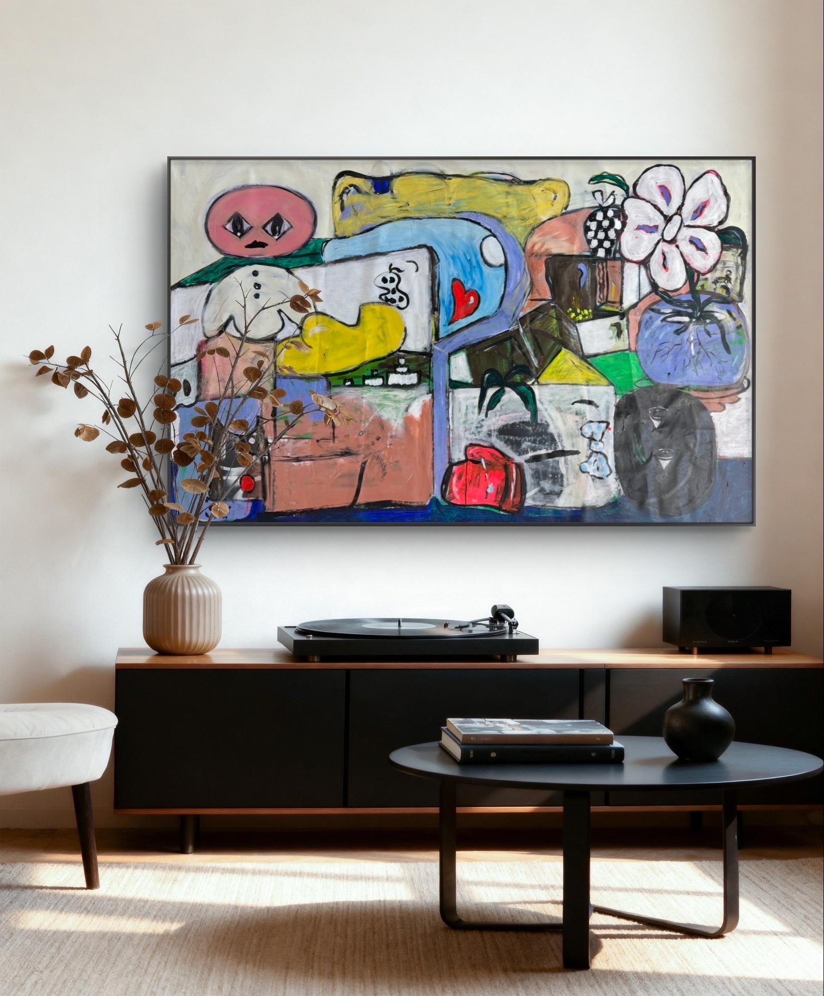 Peinture en techniques mixtes intitulée 