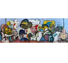 “Partners in Motion” Mixed Media Painting  (32 5/8 x 88.5)