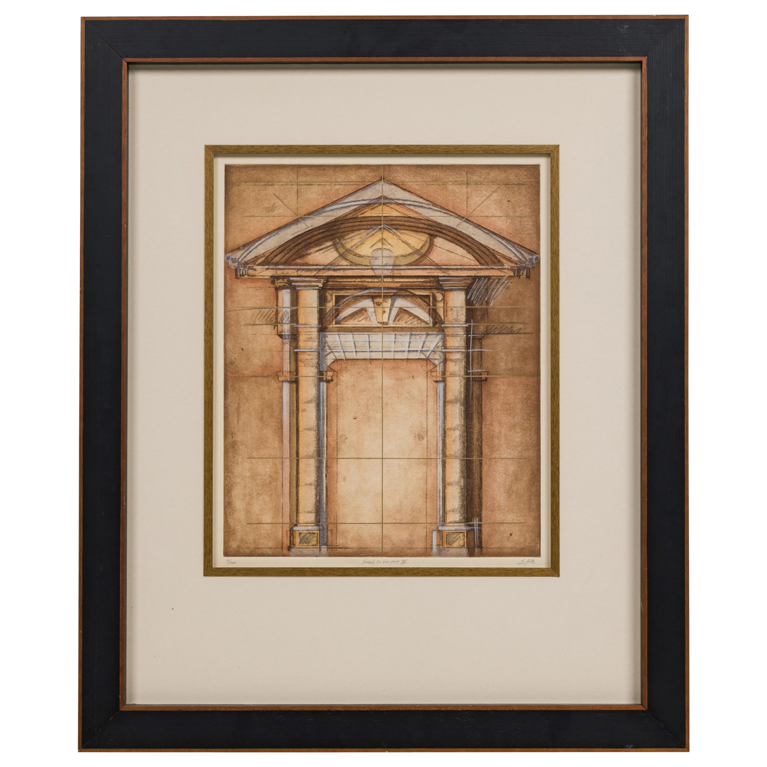 Scott Hile Zeitgenössische amerikanische Kaltnadelradierung, "Portal der Vergangenheit IV" im Angebot