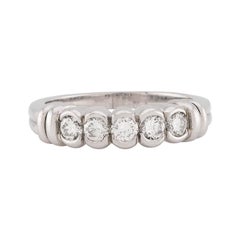 SCOTT K Estate Platinum Diamond Five Stone Ring