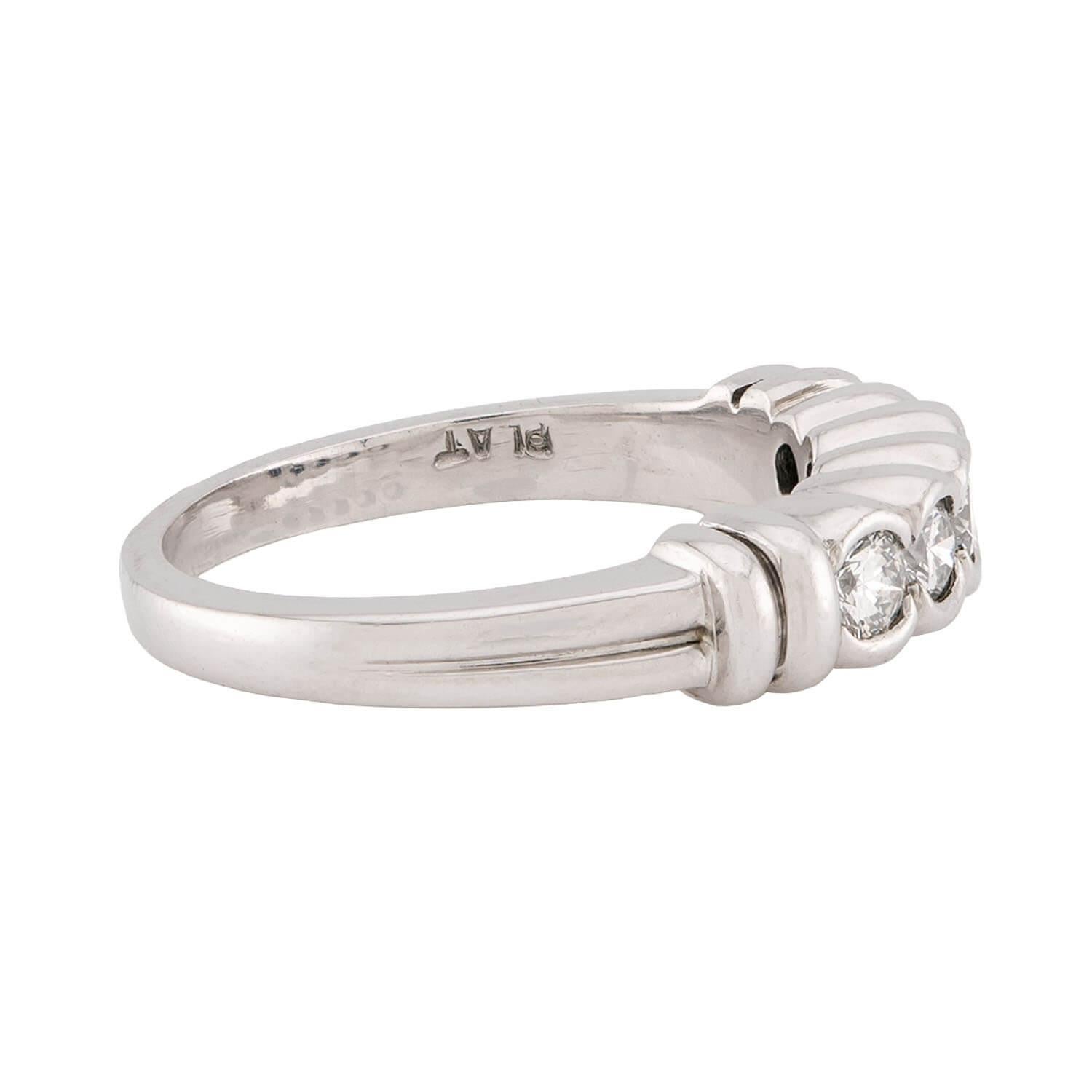 Modern SCOTT K Estate Platinum Diamond Five Stone Ring For Sale