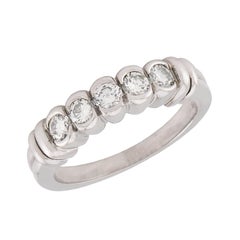 SCOTT K Estate Platinum Diamond Five Stone Ring