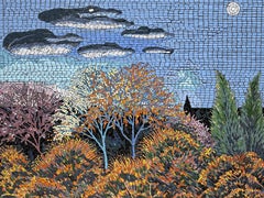 « Early Dawn » : mosaïque sur panneau MDF, signée, 2023, 39,5 x 58,5 pouces
