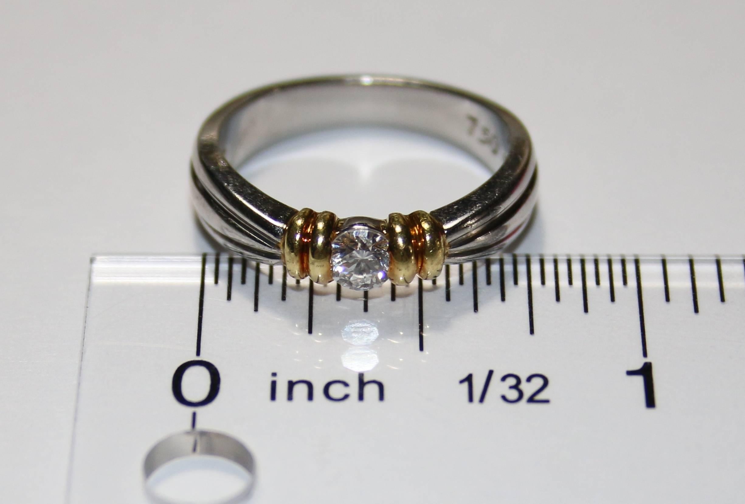 Contemporary Scott Kay 0.25 Carat Diamond Platinum and Gold Engagement Ring For Sale