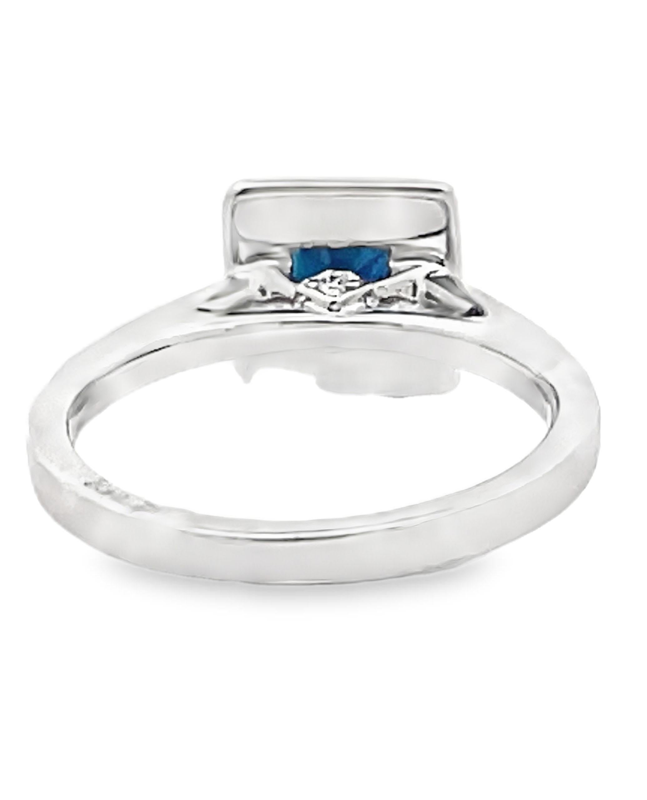 Square Cut Scott Kay 14K White Gold 'Contemporary' Engagement Ring with Center Sapphire For Sale