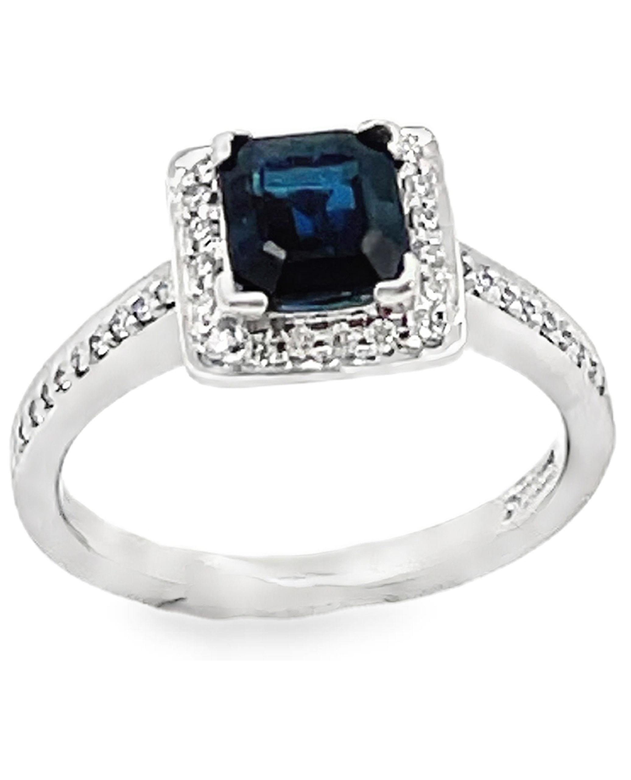Scott Kay 14K White Gold 'Contemporary' Engagement Ring with Center Sapphire In New Condition For Sale In Old Tappan, NJ