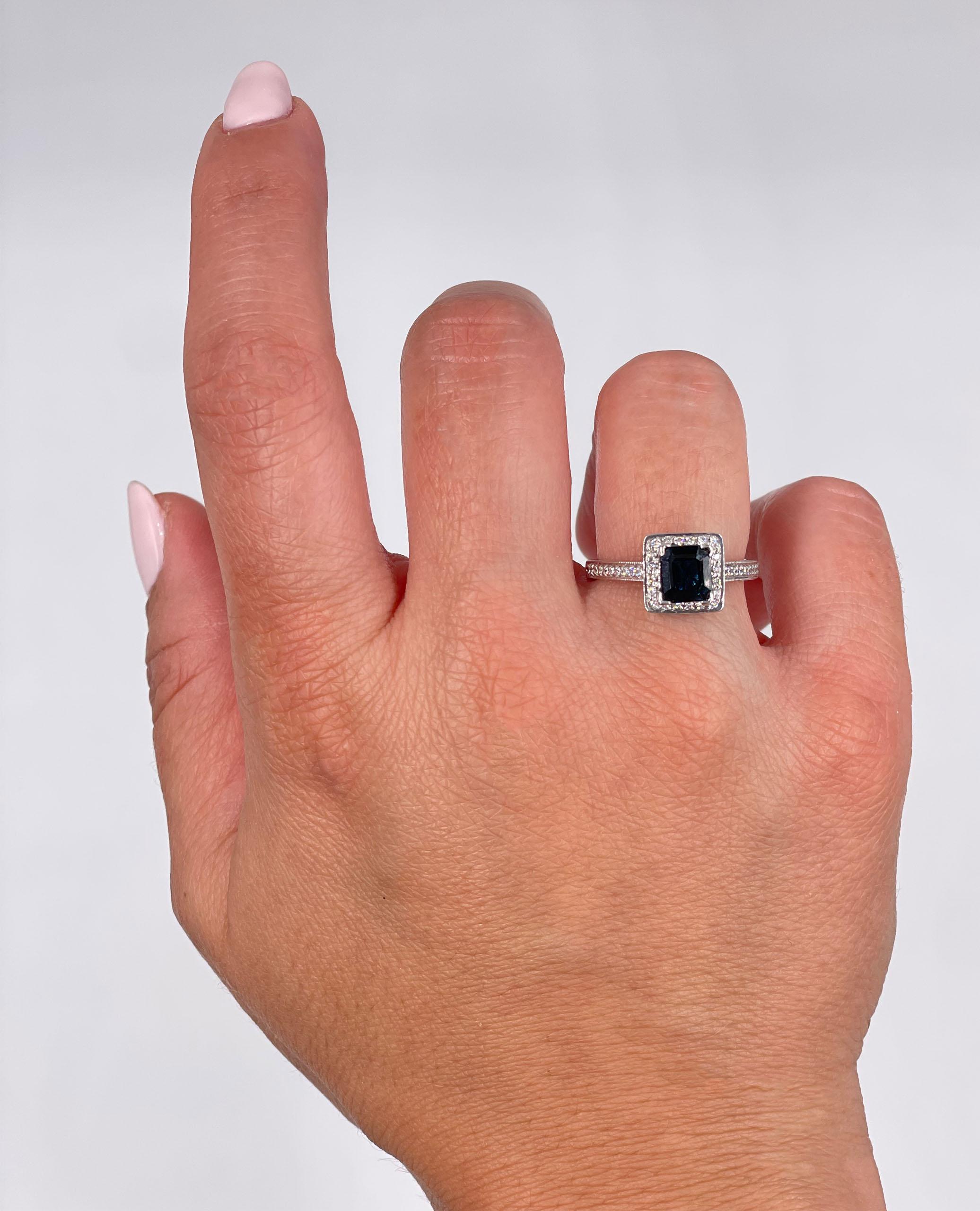 Women's Scott Kay 14K White Gold 'Contemporary' Engagement Ring with Center Sapphire For Sale