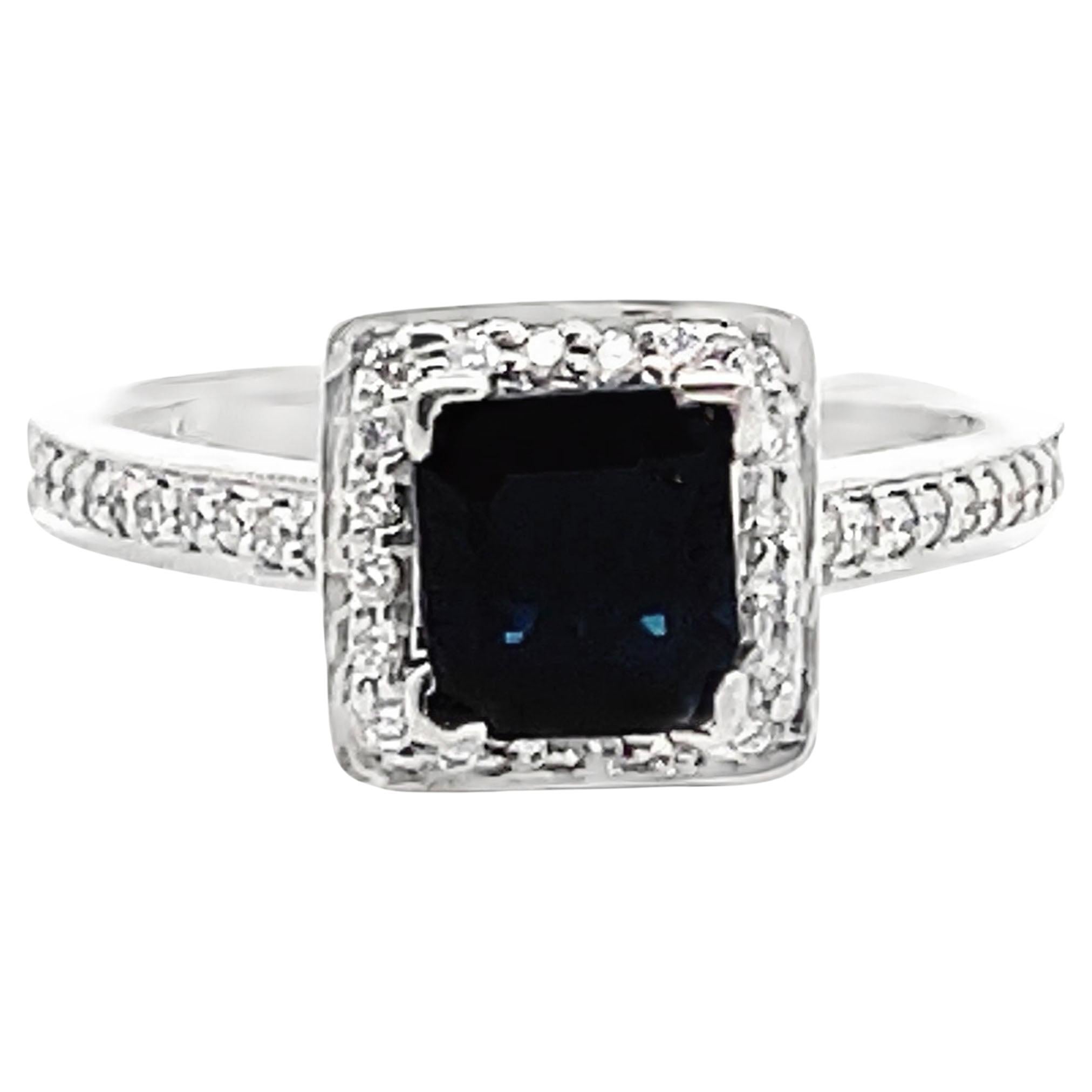 Scott Kay 14K White Gold 'Contemporary' Engagement Ring with Center Sapphire