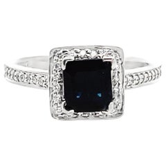 Scott Kay 14K White Gold 'Contemporary' Engagement Ring with Center Sapphire